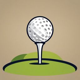 Golf Tee and Ball Clipart - A golf ball on a tee, ready for a drive.  color vector clipart, minimal style