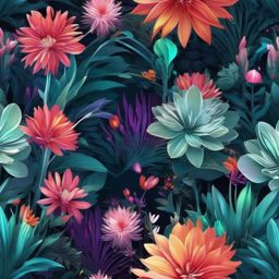 Spring Desktop Wallpaper - Futuristic Cyber Garden in Digital Bloom  intricate patterns, splash art, wallpaper art