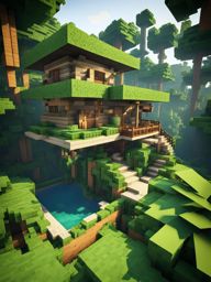 hidden jungle treehouse surrounded by lush foliage - minecraft house design ideas minecraft block style