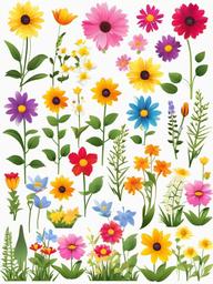 Spring Flower clipart - colorful wildflowers  clipart