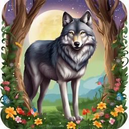 Wolf clipart - wolf in a fairy tale  clipart