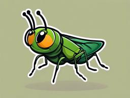 Grasshopper cartoon - jumping insect with strong legs  cartoon sticker style