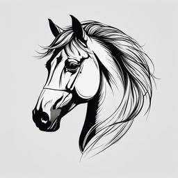 horse head outline tattoo  simple tattoo,minimalist,white background