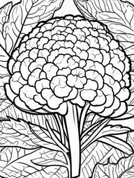 Vegetable Coloring Pages - Cauliflower cut with florets  simple coloring pages