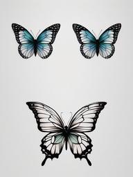 double butterfly tattoo  simple color tattoo, minimal, white background