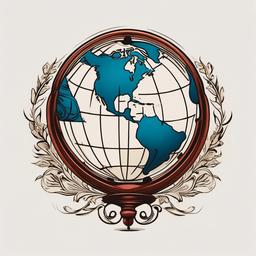 Traditional Globe Tattoo - A classic and timeless representation of a globe in a traditional tattoo style.  simple color tattoo design,white background