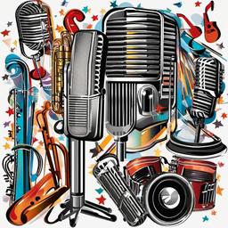 Microphone clipart - microphone with a musical instrument backdrop  