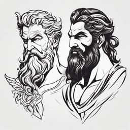 zeus hades and poseidon tattoo  simple tattoo,minimalist,white background