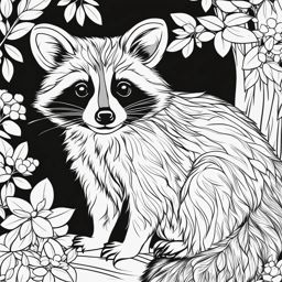 raccoon kits cute animals coloring page 