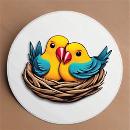 Lovebirds Nesting Together Emoji Sticker - Building a nest of shared dreams, , sticker vector art, minimalist design