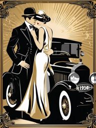 Roaring Twenties Glam - Capture the glamour and excess of the 1920s in your tee. , vector art, splash art, retro t shirt design