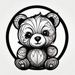 small teddy bear tattoo  simple vector color tattoo