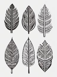 maori leaf tattoo  simple color tattoo,minimalist,white background