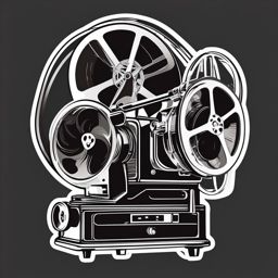 Film projector and film reel sticker- Classic cinema, , sticker vector art, minimalist design