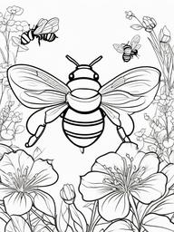 Bumble Bee Coloring Pages - Bumble Bee with a worker bee  simple coloring pages