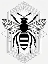 Geometric Honey Bee Tattoo - Explore the world of geometry with a geometric honey bee tattoo, combining the insect's natural form with intricate geometric shapes.  simple tattoo,minimalist,white background