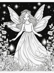 Fairy with Twinkling Lights Coloring Pages - Fairy Illuminated by Magical Lights  minimal black outline printable sheet, coloring page