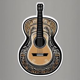 Acoustic guitar sticker, Melodic , sticker vector art, minimalist design