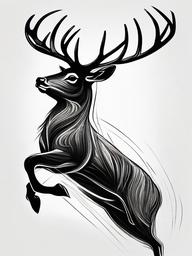 drawing of a deer leaping  minimal rough sketch scribbles,doodles,black and white