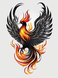 Phoenix rising tattoo, Artistic tattoos that depict the phoenix's ascent from flames. , color tattoo designs, white clean background