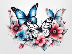 Butterfly flower tattoo, Creative tattoos featuring both butterflies and flowers. colors, tattoo patterns, clean white background