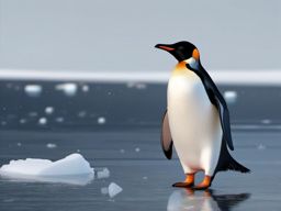 Penguin Clipart - Penguin waddling on the icy shores of Antarctica , minimal, 2d