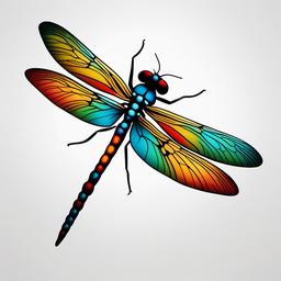 Dragonfly Tattoo Color - Vibrantly colored tattoo showcasing a dragonfly design.  simple color tattoo,minimalist,white background