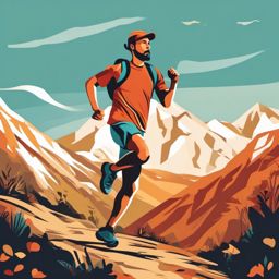 Trail Running Clipart - A trail runner conquering challenging terrain.  color vector clipart, minimal style