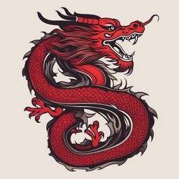 chinese dragon tattoo minimalist color design 