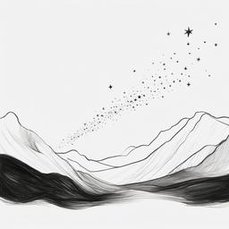 drawing of a shooting star  minimal rough sketch scribbles,doodles,black and white