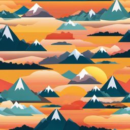 Mountain Peaks Sunrise clipart - Sunrise over towering mountain peaks, ,vector color clipart,minimal