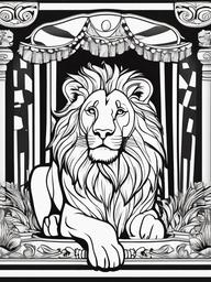 Lion Coloring Pages - Lion in a circus performing tricks  simple coloring pages