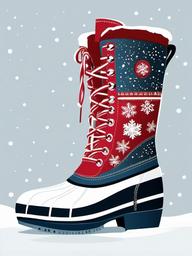 Winter boots with snowflakes clipart.  vector style illustration, white background