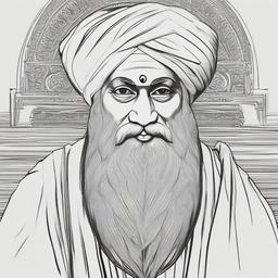 sketch of guru nanak  minimal rough sketch scribbles,doodles,black and white