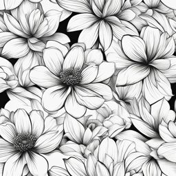 flower clipart black and white - a bloom with delicate petals. 