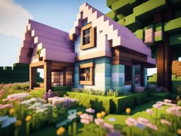 pretty pastel-colored cottage in a flowery meadow - minecraft house design ideas minecraft block style