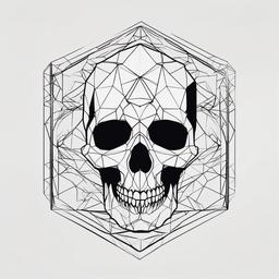 Hexagon Skull Tattoo - Add an edgy twist to the geometric design with a hexagon skull tattoo, combining the beauty of symmetry with a bold and symbolic skull.  simple color tattoo, minimal, white background