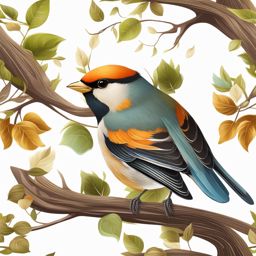 bird clipart transparent background in a tree - perched and singing. 