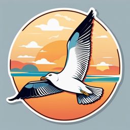 Seagull Sticker - A graceful seagull soaring through the sky. ,vector color sticker art,minimal