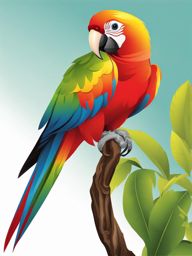 parrot clipart - a brilliantly colored parrot perched on a branch 