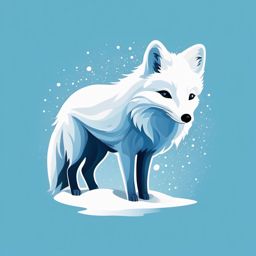 Arctic Fox Sticker - An arctic fox blending into snowy surroundings. ,vector color sticker art,minimal