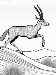 Gazelle Coloring Pages - Graceful and Fast Desert Runner  black outline printable coloring page