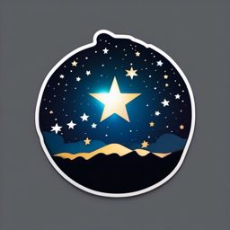 Star Sticker - Shining star in the night sky, ,vector color sticker art,minimal