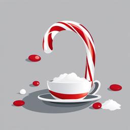 Candy Cane clipart - candy cane on a snow-covered table  color,minimalist,vector clipart