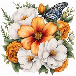 October birth flower tattoo, Tattoos representing the birth flower for the month of October.  vivid colors, white background, tattoo design