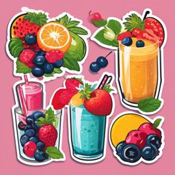 Smoothie Sticker - Blend up a vibrant and nutritious smoothie with a medley of fresh fruits, , sticker vector art, minimalist design