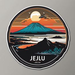 Jeju Island sticker- Volcanic island with unique natural wonders in South Korea, , sticker vector art, minimalist design