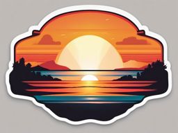 Sunset Horizon Sticker - Enjoy the warm and magical colors of the setting sun with this stunning horizon sticker, , sticker vector art, minimalist design