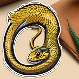 Yellow Rat Snake cartoon - non-venomous, yellowish snake  cartoon sticker style