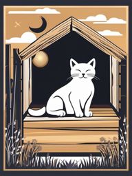 Cat clipart - Barn cat napping in the sun, ,vector color clipart,minimal